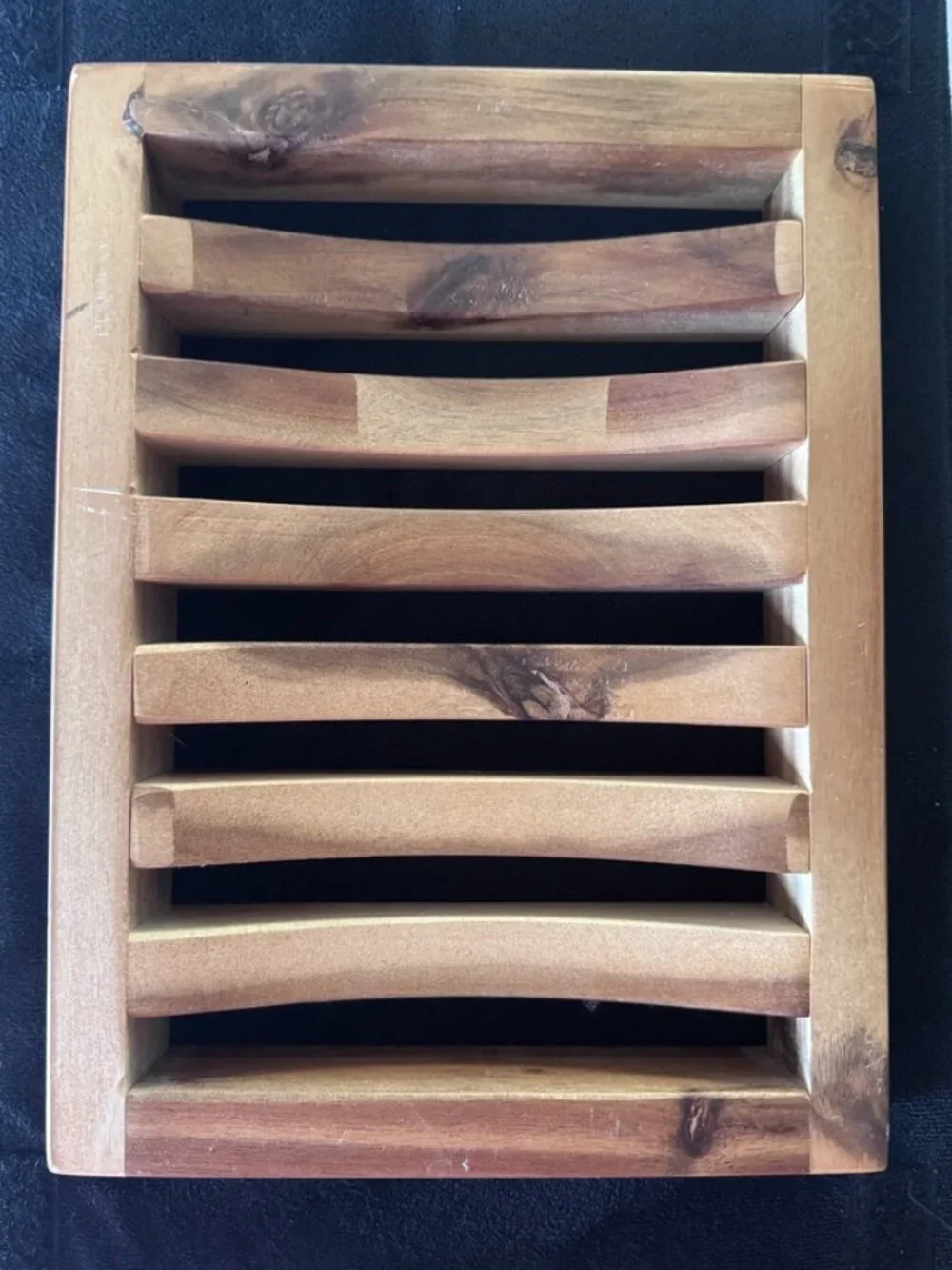 Handcrafted Natural Wood Slatted Shower or Sink Trays – Set of 2, NWT